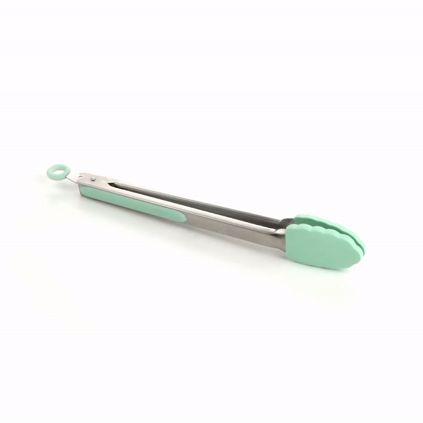 Met Lux Teal Stainless Steel Kitchen Tong - Scalloped - 12" x 1 3/4" x 1" - 1 count box