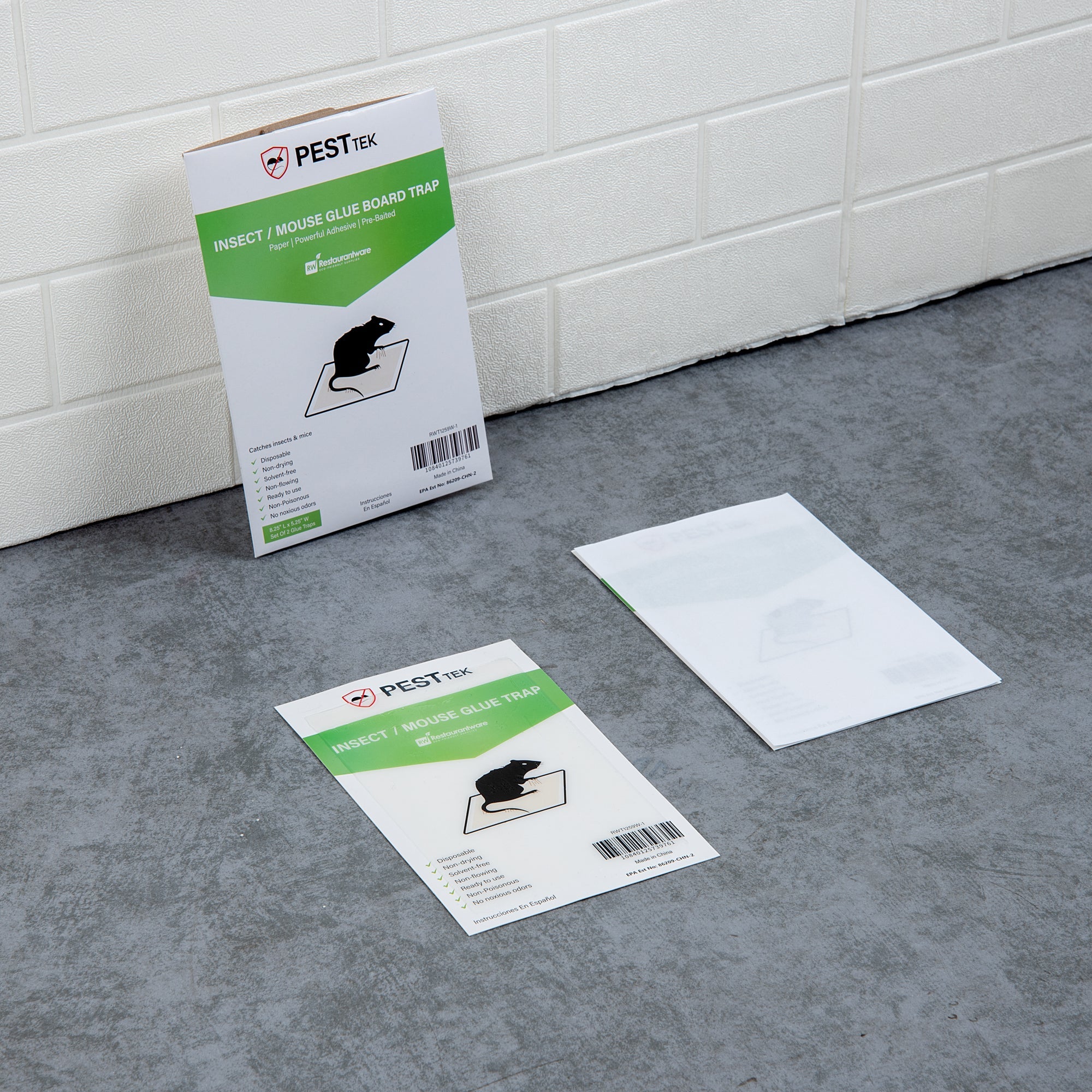 Pest Tek Paper Insect / Mouse Glue Board Trap - Set of 2 - 8 1/4" x 5 1/4" - 10 count box