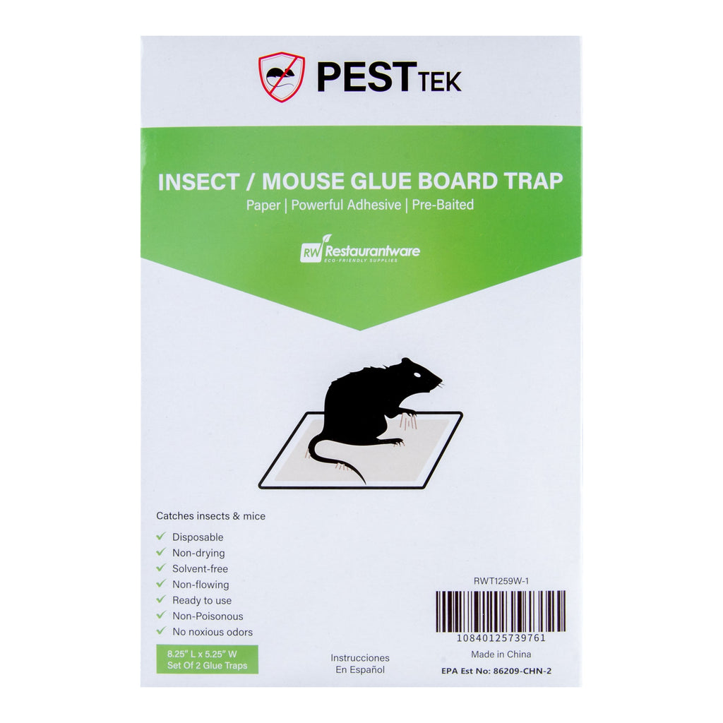 Pest Tek Paper Insect / Mouse Glue Board Trap - Set of 2 - 8 1/4" x 5 1/4" - 10 count box
