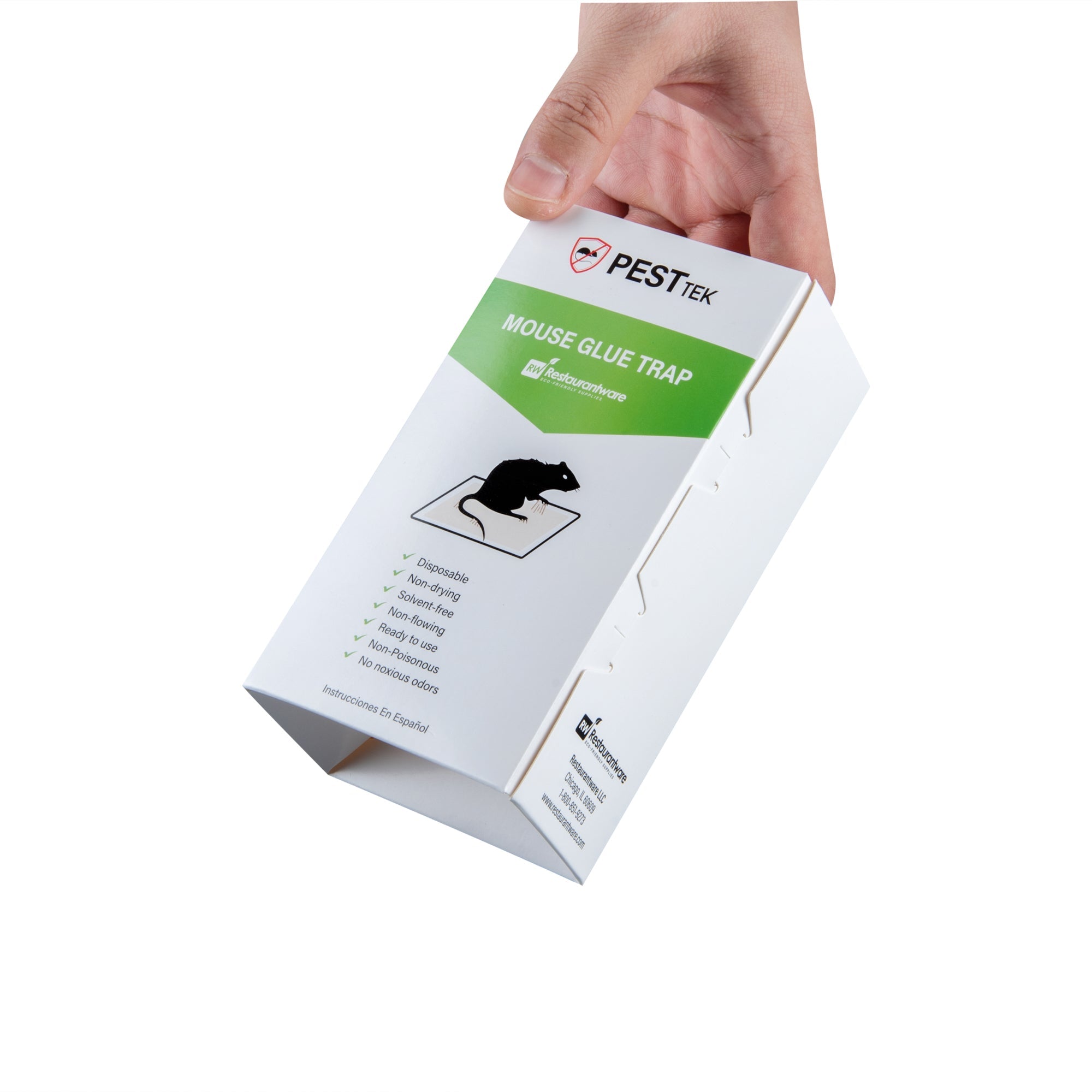 Pest Tek Paper Mouse Glue Trap - Covered, Set of 3 - 6" x 3" x 2" - 1 count box