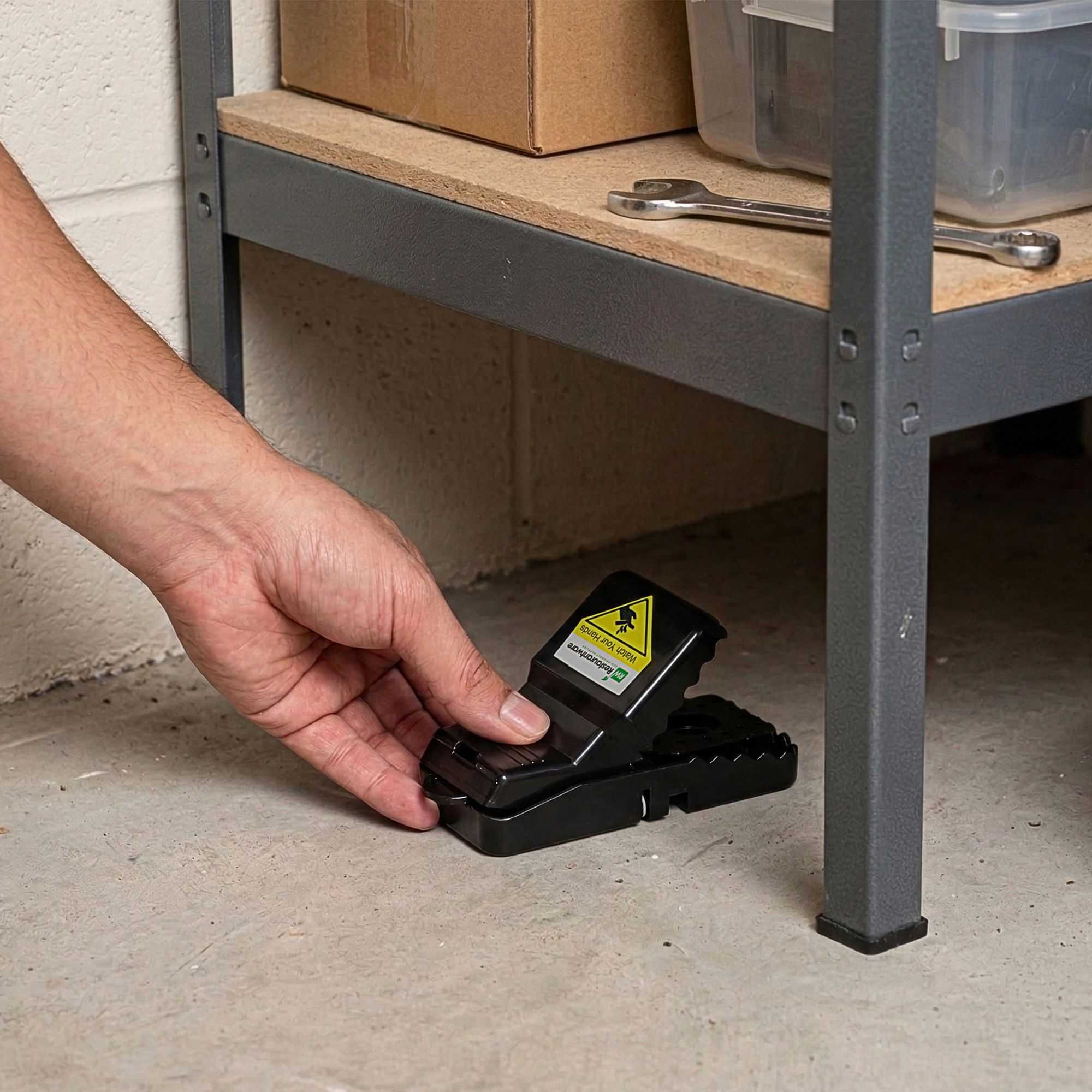 Pest Tek Black Plastic Mouse Trap - Interlocking Teeth, Reusable - 4 1/2" x 2" x 2 1/4" - 2 count box
