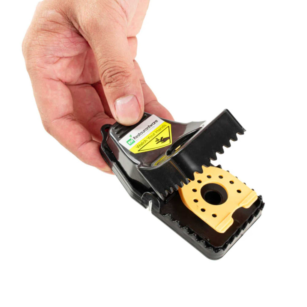 Pest Tek Black Plastic Mouse Trap - Interlocking Teeth, Open Top, Reusable - 4 1/2" x 2" x 2 1/4" - 2 count box