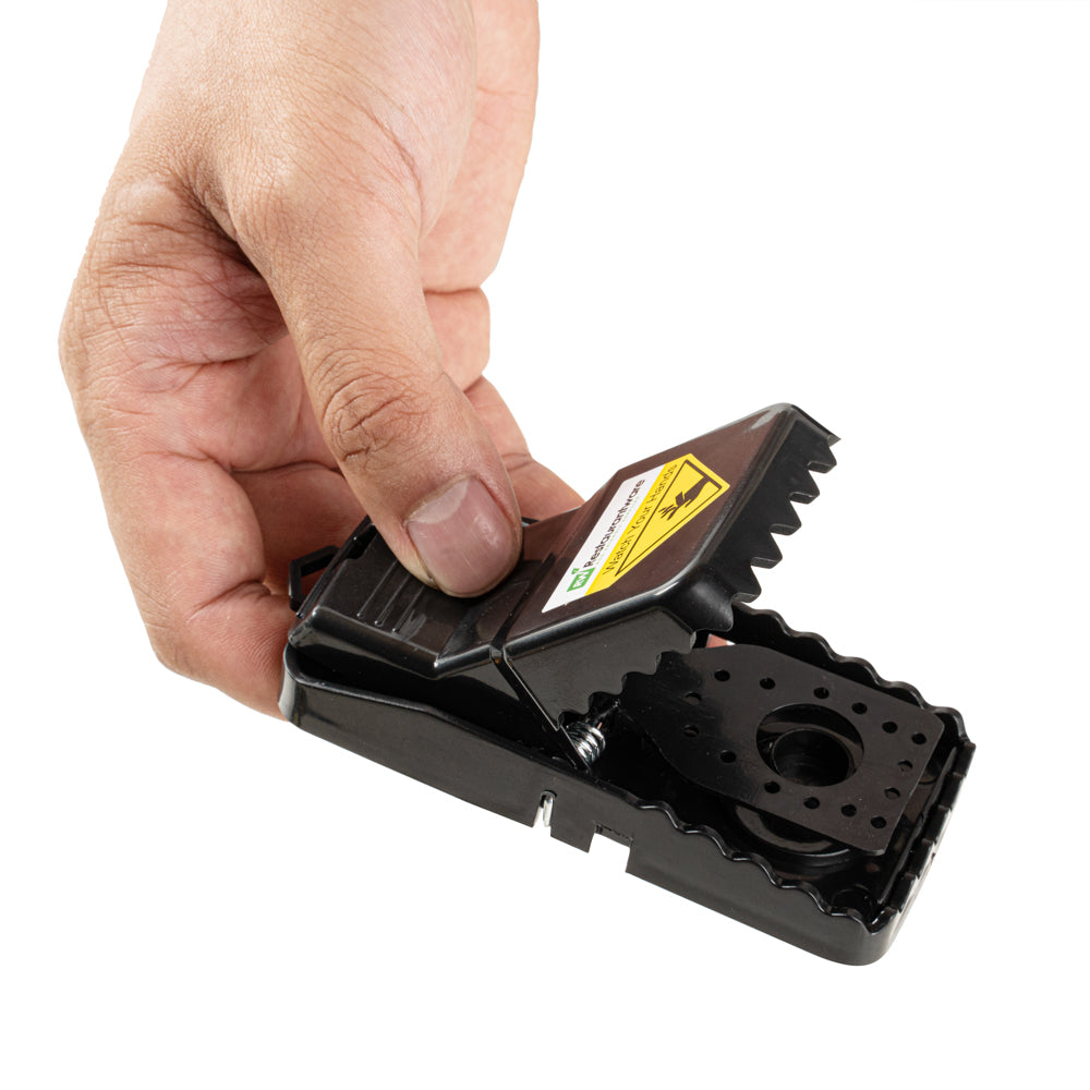 Pest Tek Black Plastic 8 Mouse Trap Set - with 2 Clamps, Interlocking Teeth, Reusable - 4 1/2" x 2" x 2 1/4" - 1 count box