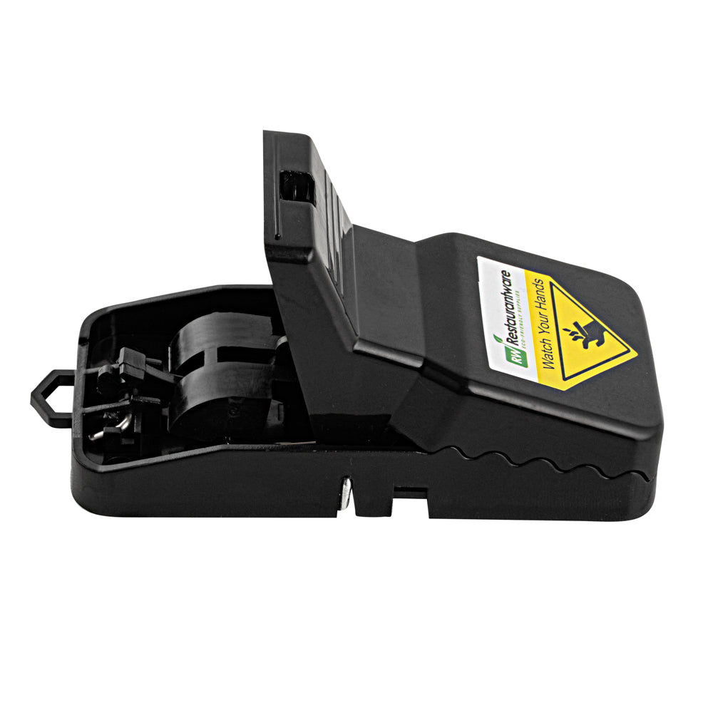Pest Tek Black Plastic 8 Mouse Trap Set - with 2 Clamps, Interlocking Teeth, Reusable - 4 1/2" x 2" x 2 1/4" - 1 count box