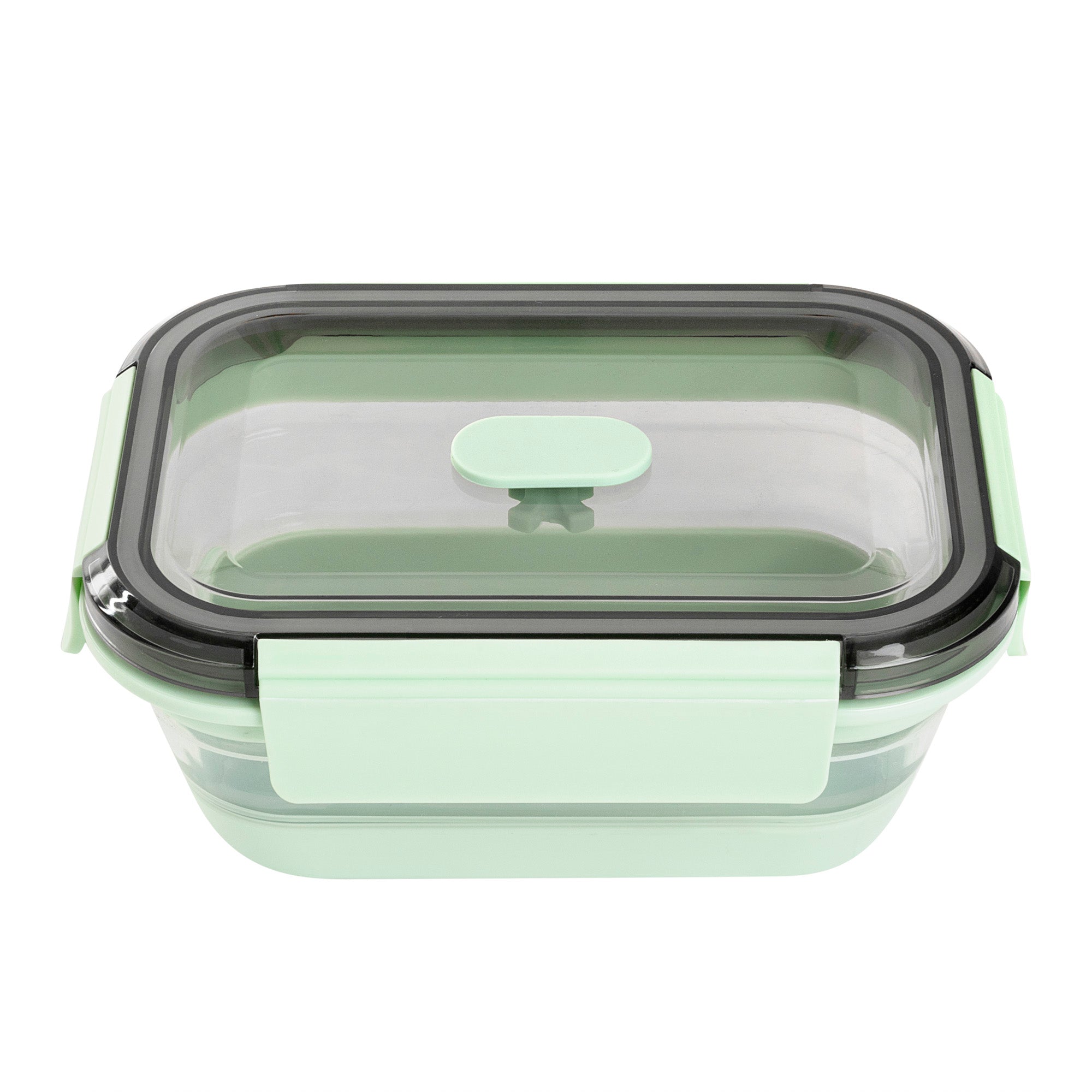 Fresh Hero 27 oz Green Plastic Airtight Food Storage Container - with Vented Lid, Collapsible - 7 1/4" x 5 1/2" x 2 3/4" - 1 count box