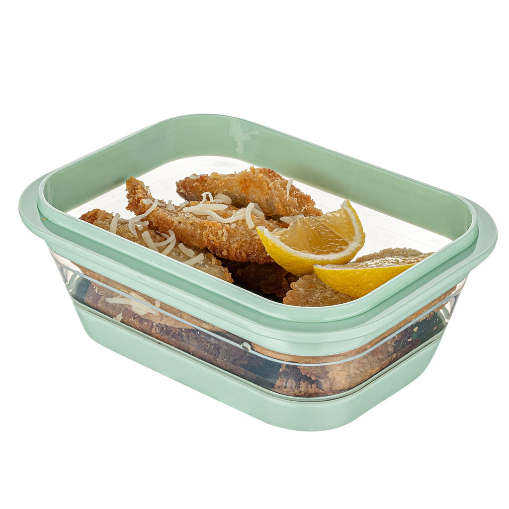 Fresh Hero 27 oz Green Plastic Airtight Food Storage Container - with Vented Lid, Collapsible - 7 1/4" x 5 1/2" x 2 3/4" - 1 count box