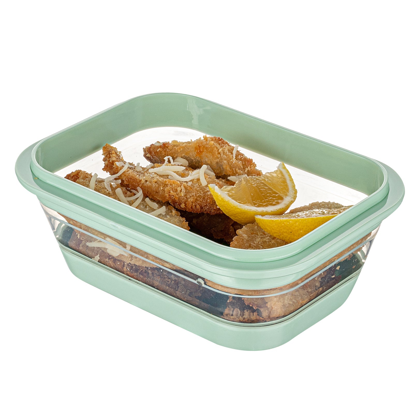 Fresh Hero 27 oz Green Plastic Airtight Food Storage Container - with Vented Lid, Collapsible - 7 1/4" x 5 1/2" x 2 3/4" - 1 count box
