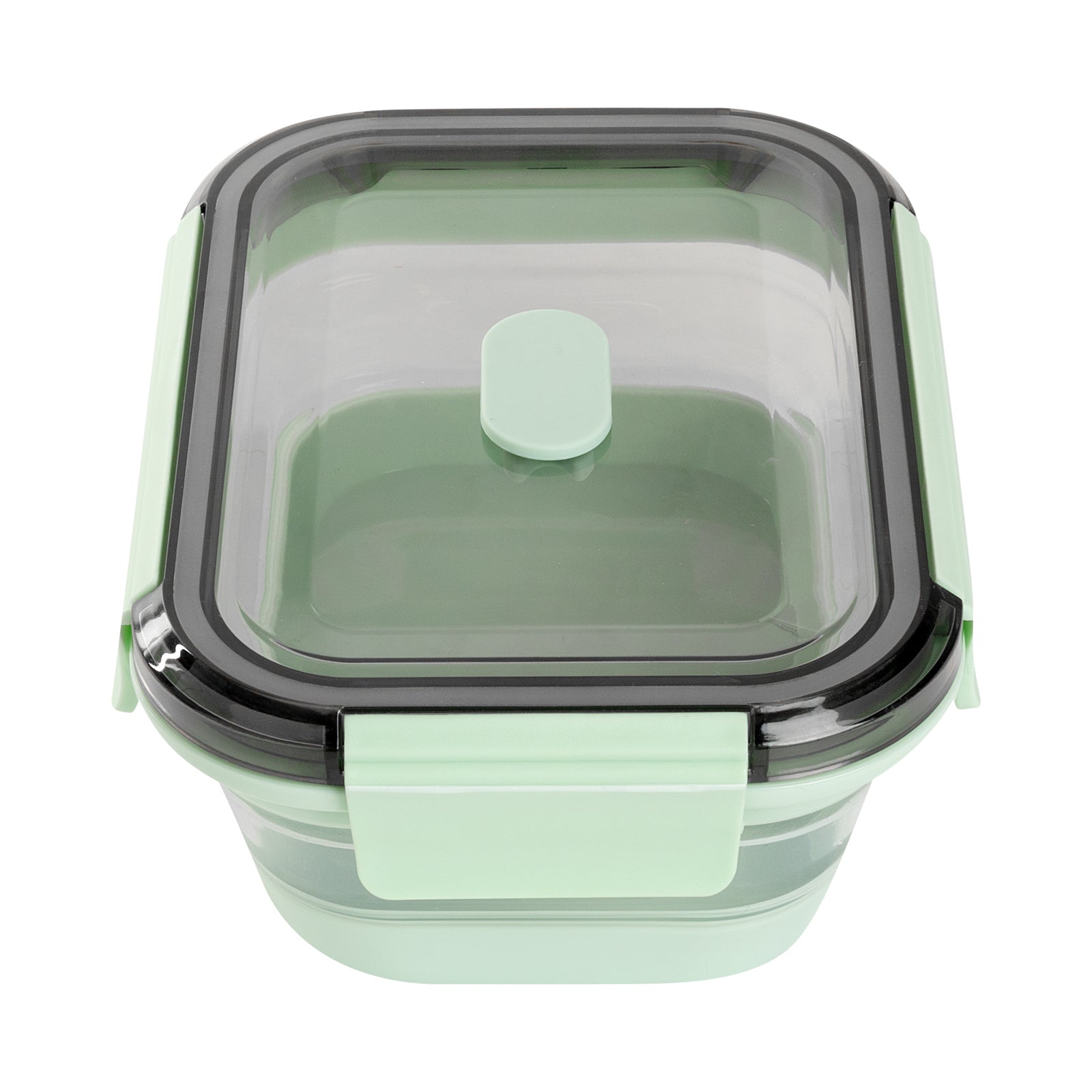 Fresh Hero 27 oz Green Plastic Airtight Food Storage Container - with Vented Lid, Collapsible - 7 1/4" x 5 1/2" x 2 3/4" - 20 count box