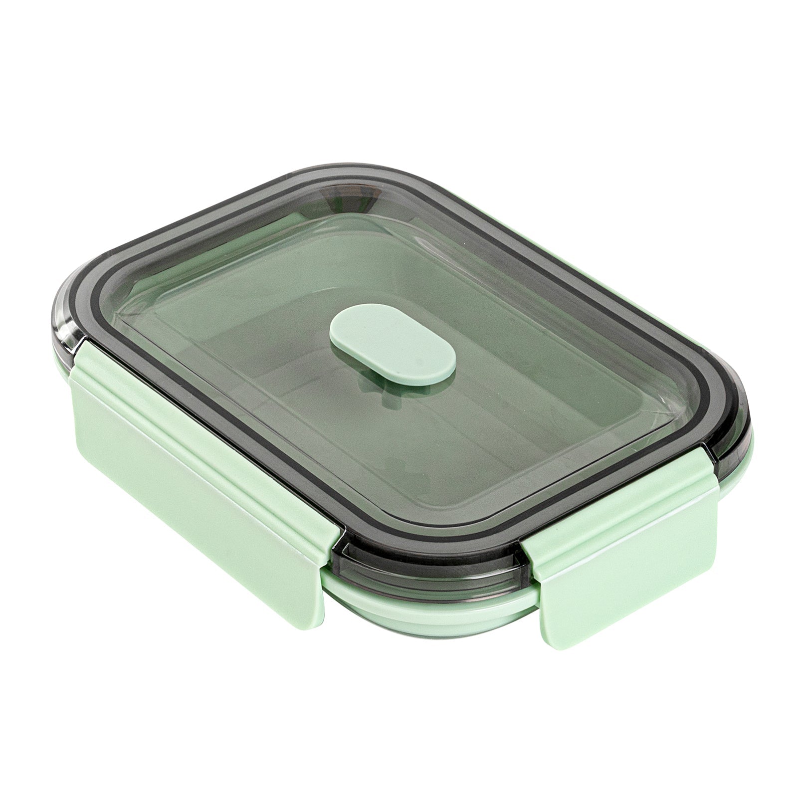 Fresh Hero 27 oz Green Plastic Airtight Food Storage Container - with Vented Lid, Collapsible - 7 1/4" x 5 1/2" x 2 3/4" - 20 count box