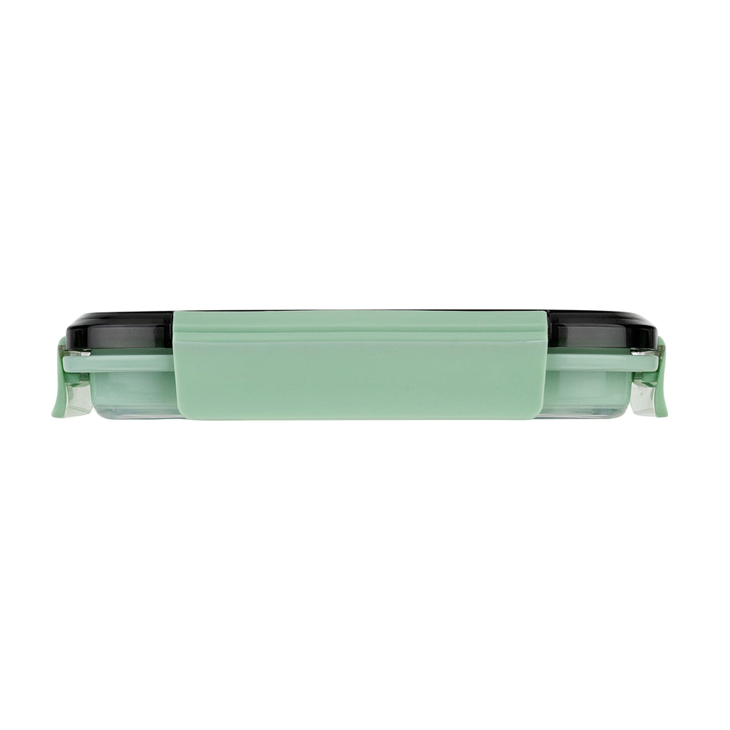 Fresh Hero 27 oz Green Plastic Airtight Food Storage Container - with Vented Lid, Collapsible - 7 1/4" x 5 1/2" x 2 3/4" - 20 count box