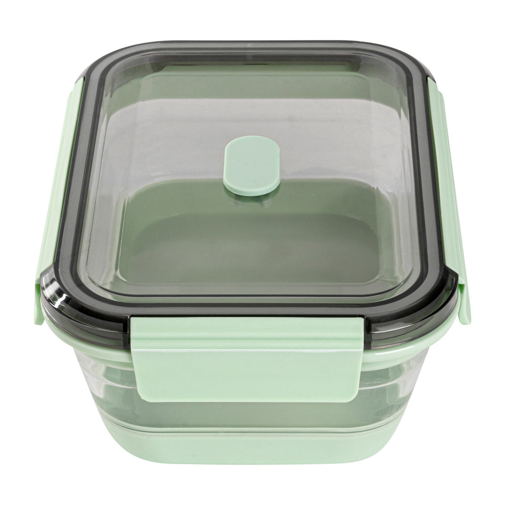 Fresh Hero 40 oz Green Plastic Airtight Food Storage Container - with Vented Lid, Collapsible - 8 1/4" x 6" x 3" - 1 count box