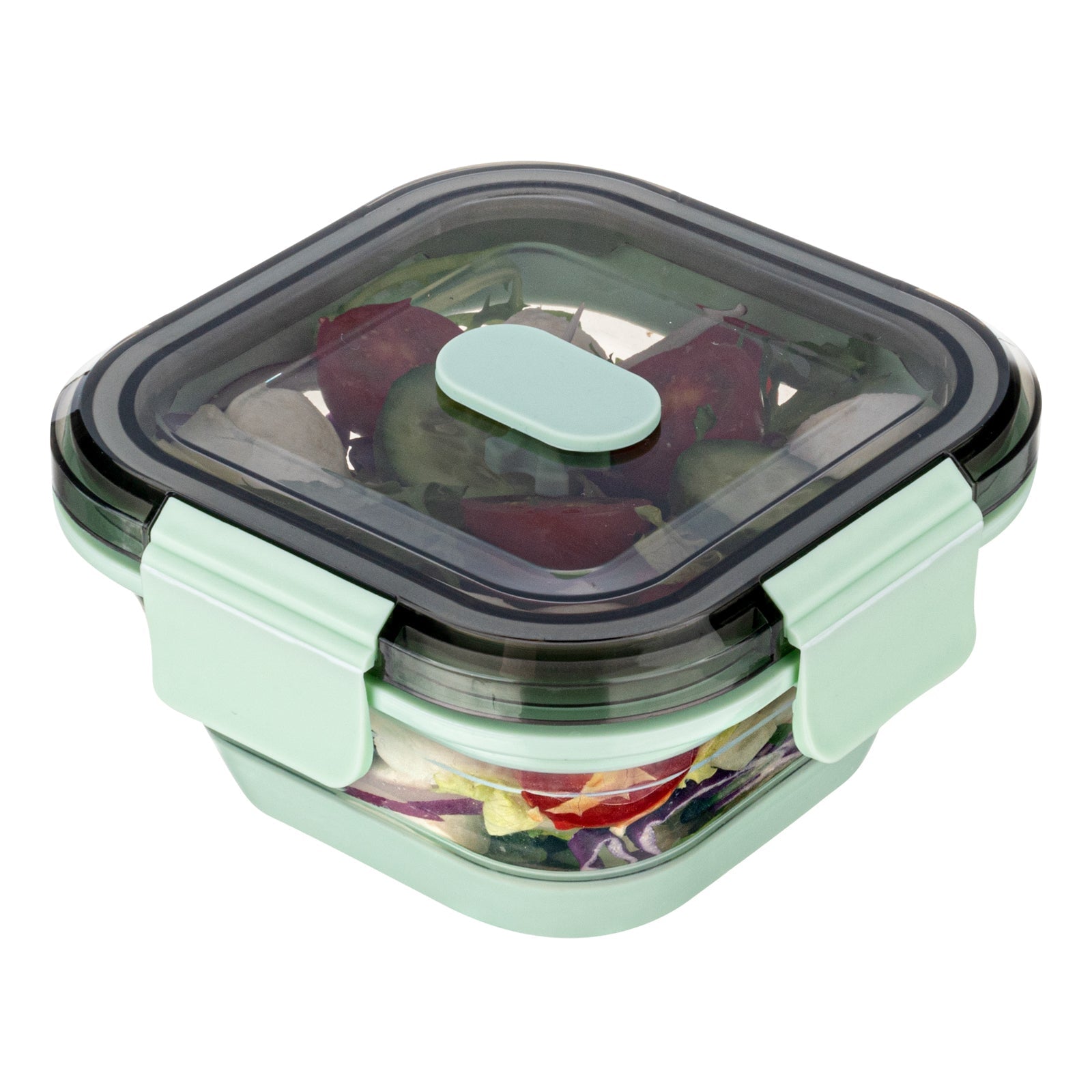 Fresh Hero 17 oz Green Plastic Airtight Food Storage Container - with Vented Lid, Collapsible - 5 1/2" x 5 1/2" x 2 3/4" - 1 count box