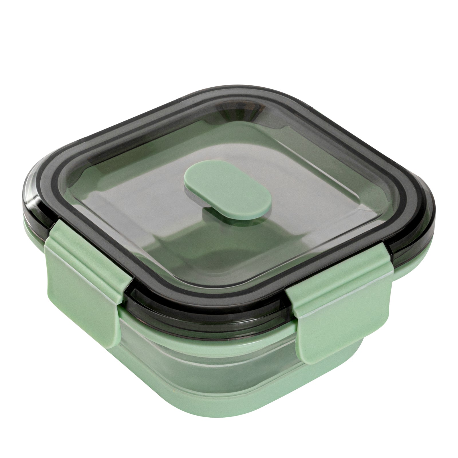 Fresh Hero 17 oz Green Plastic Airtight Food Storage Container - with Vented Lid, Collapsible - 5 1/2" x 5 1/2" x 2 3/4" - 1 count box