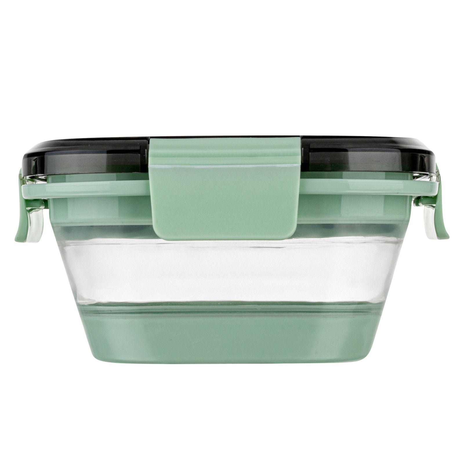 Fresh Hero 17 oz Green Plastic Airtight Food Storage Container - with Vented Lid, Collapsible - 5 1/2" x 5 1/2" x 2 3/4" - 1 count box