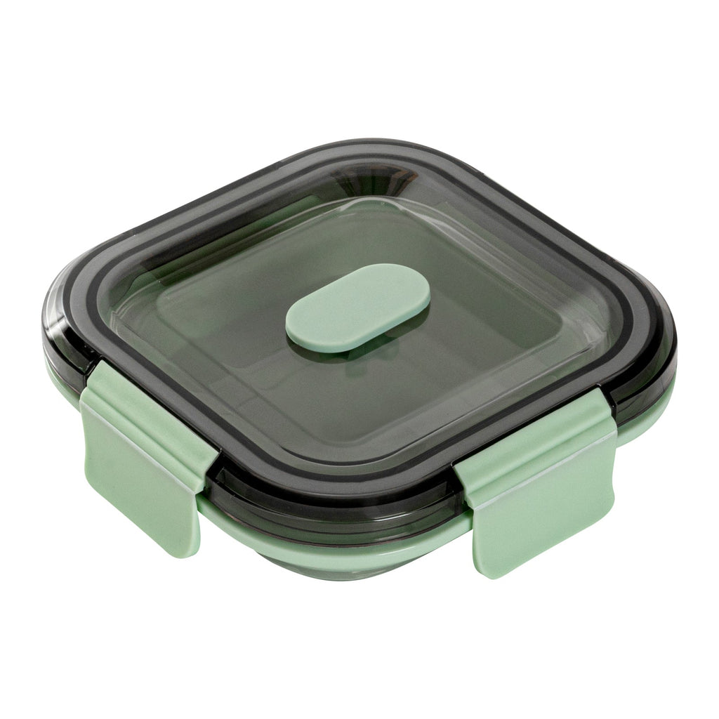 Fresh Hero 17 oz Green Plastic Airtight Food Storage Container - with Vented Lid, Collapsible - 5 1/2" x 5 1/2" x 2 3/4" - 1 count box