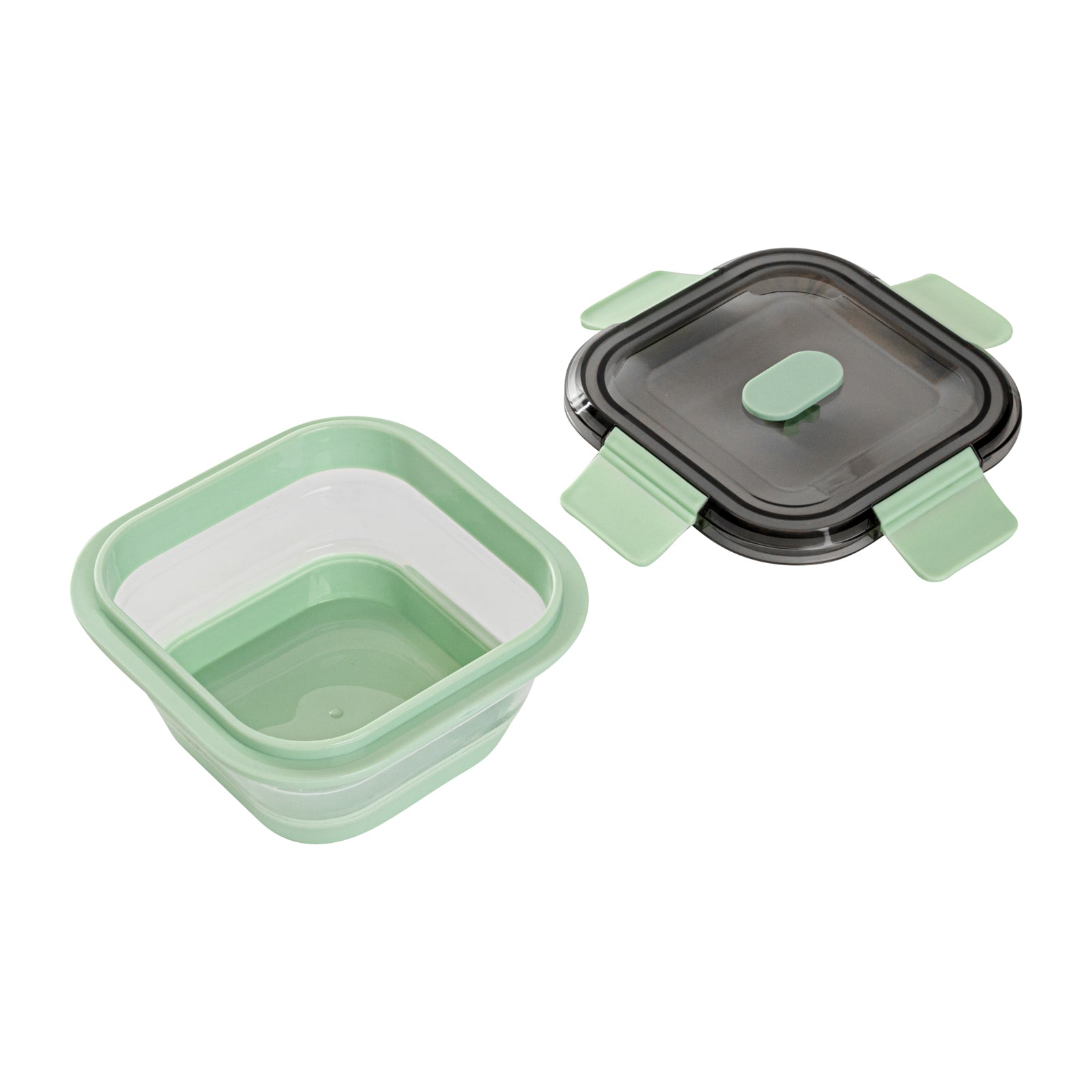 Fresh Hero 17 oz Green Plastic Airtight Food Storage Container - with Vented Lid, Collapsible - 5 1/2" x 5 1/2" x 2 3/4" - 1 count box