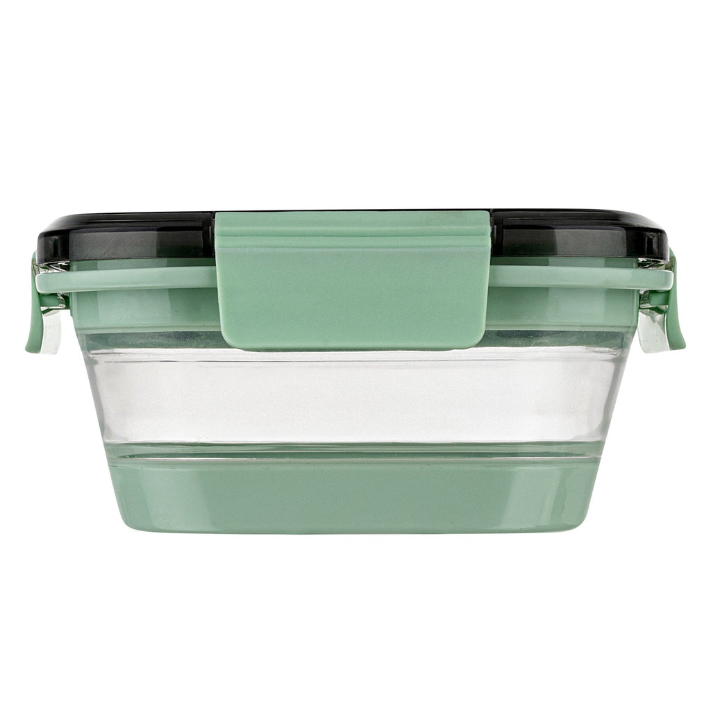 Fresh Hero 24 oz Green Plastic Airtight Food Storage Container - with Vented Lid, Collapsible - 6" x 6" x 2 3/4" - 1 count box