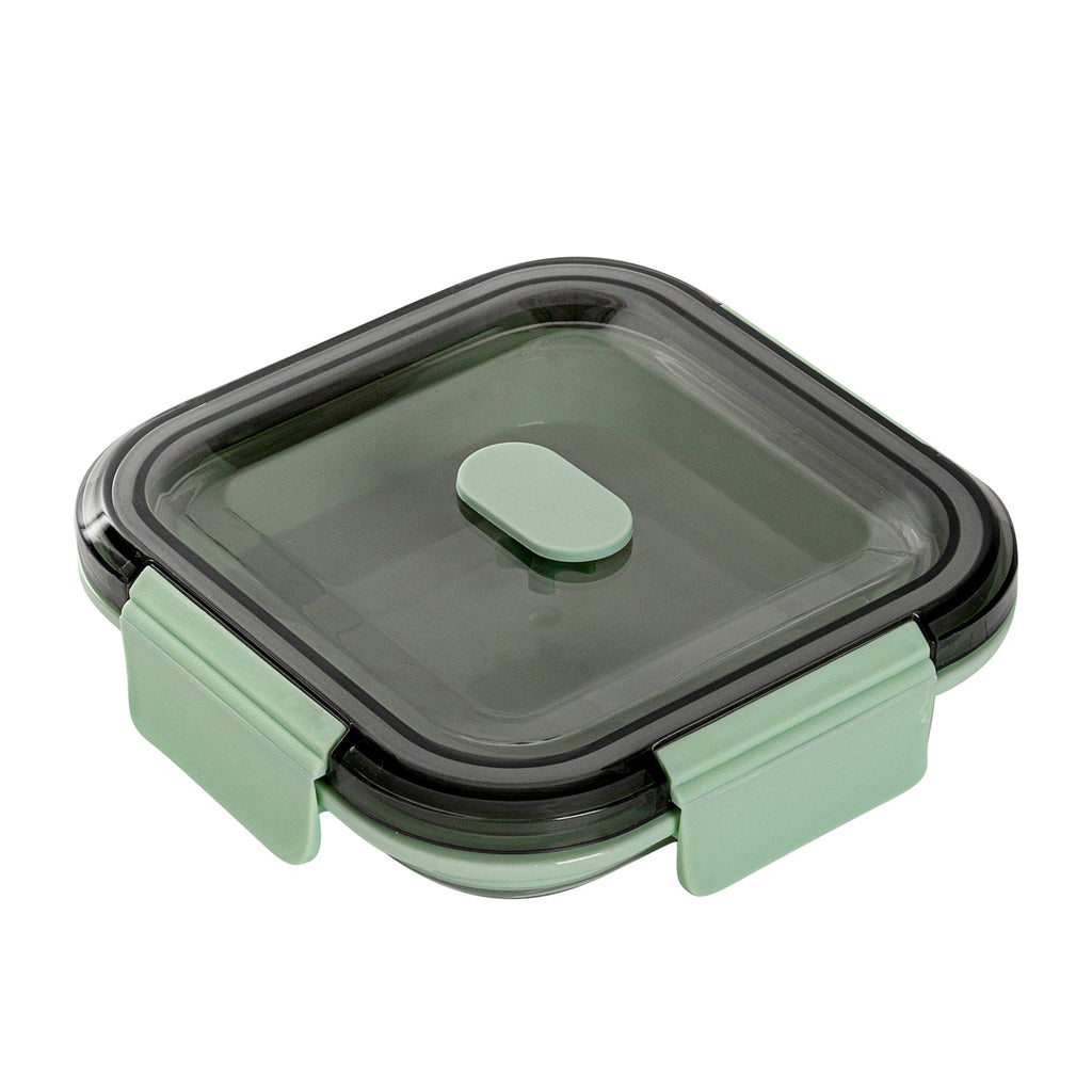 Fresh Hero 24 oz Green Plastic Airtight Food Storage Container - with Vented Lid, Collapsible - 6" x 6" x 2 3/4" - 1 count box