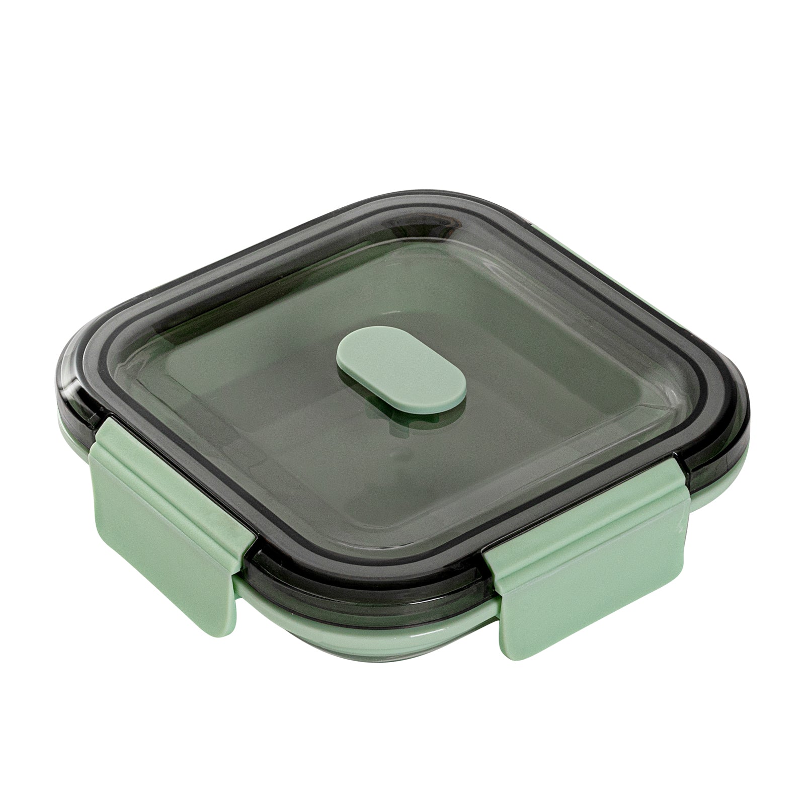 Fresh Hero 24 oz Green Plastic Airtight Food Storage Container - with Vented Lid, Collapsible - 6" x 6" x 2 3/4" - 1 count box