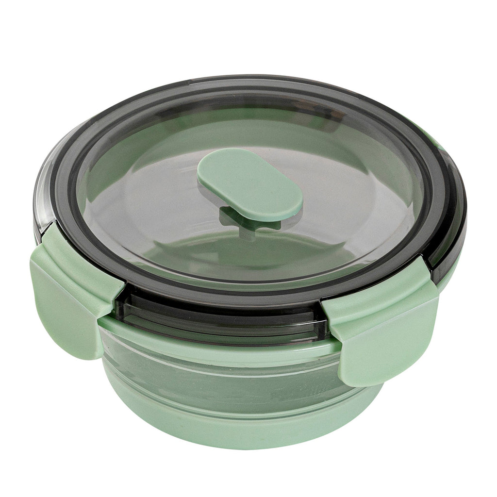 Fresh Hero 14 oz Green Plastic Airtight Food Storage Container - with Vented Lid, Collapsible - 5 1/2" x 5 1/2" x 2 3/4" - 1 count box