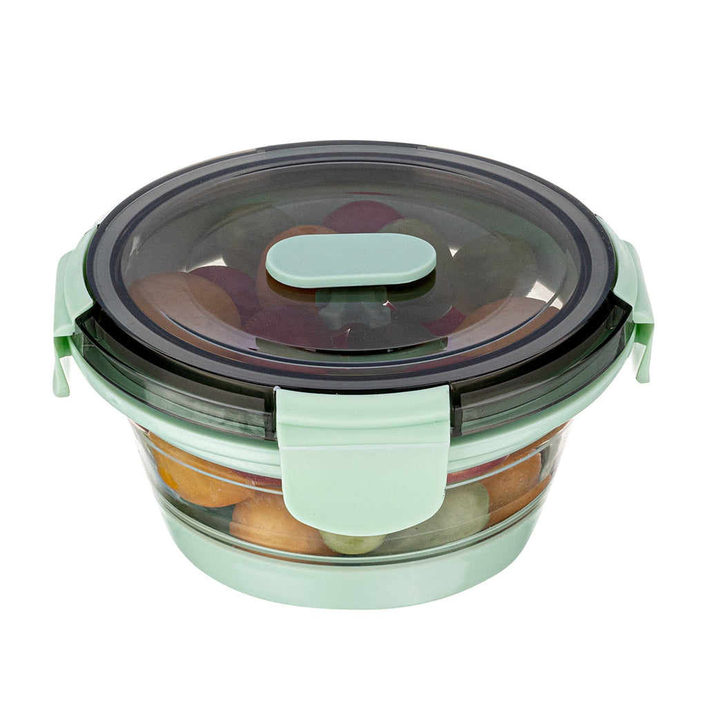 Fresh Hero 14 oz Green Plastic Airtight Food Storage Container - with Vented Lid, Collapsible - 5 1/2" x 5 1/2" x 2 3/4" - 1 count box