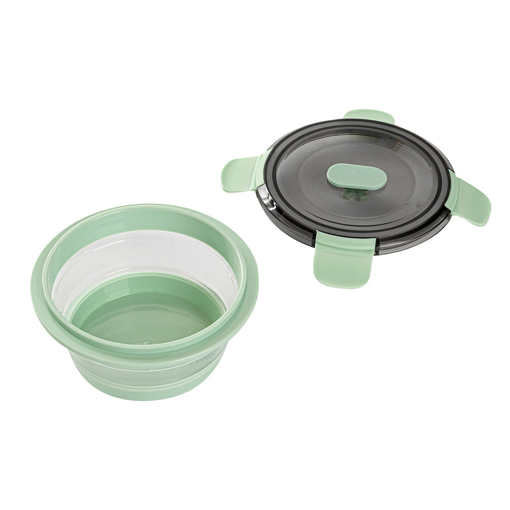Fresh Hero 14 oz Green Plastic Airtight Food Storage Container - with Vented Lid, Collapsible - 5 1/2" x 5 1/2" x 2 3/4" - 1 count box