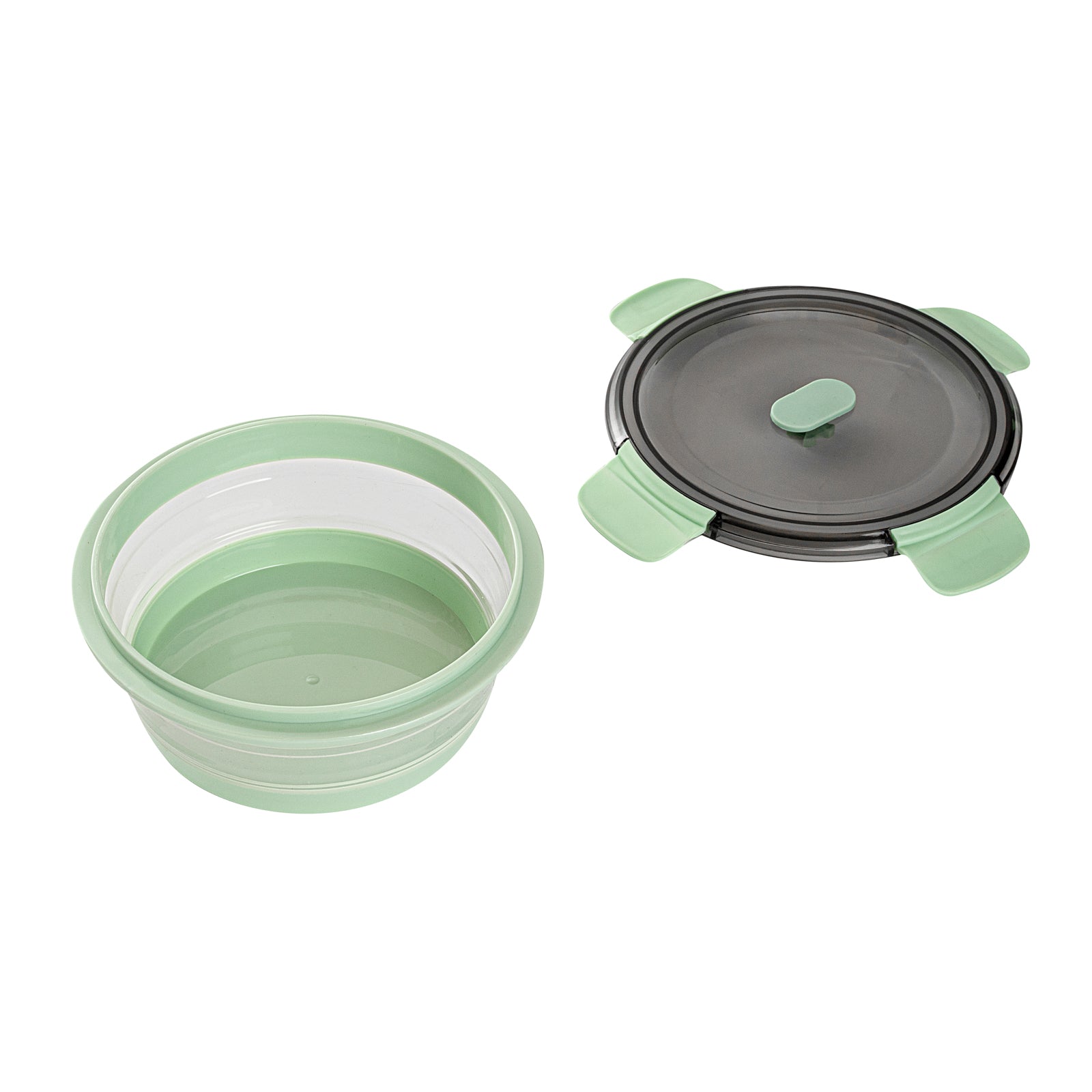 Fresh Hero 27 oz Green Plastic Airtight Food Storage Container - with Vented Lid, Collapsible - 6 3/4" x 6 3/4" x 2 3/4" - 1 count box