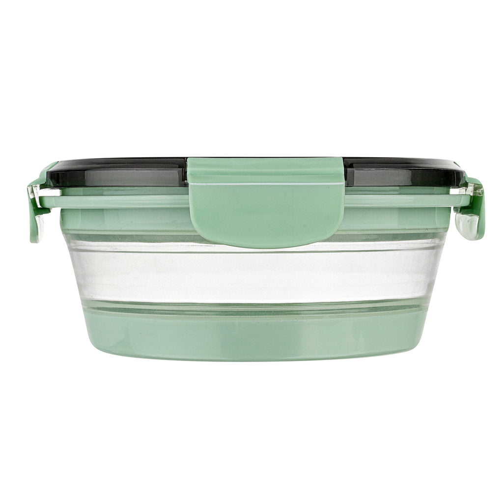 Fresh Hero 34 oz Green Plastic Airtight Food Storage Container - with Vented Lid, Collapsible - 7 1/4" x 7 1/4" x 3" - 1 count box