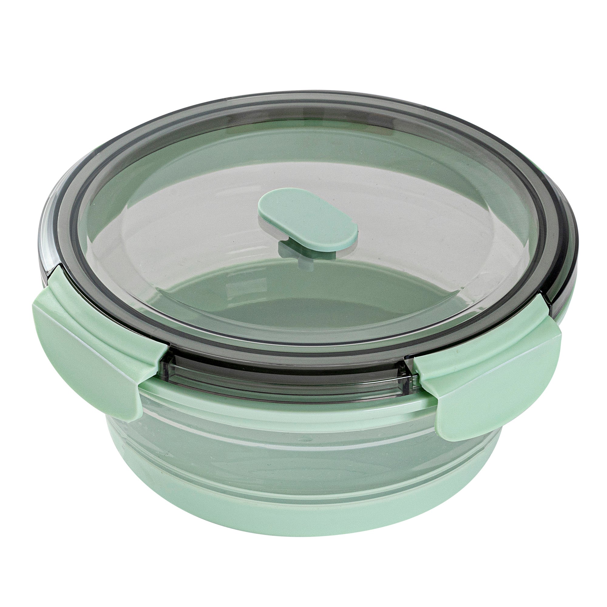 Fresh Hero 34 oz Green Plastic Airtight Food Storage Container - with Vented Lid, Collapsible - 7 1/4" x 7 1/4" x 3" - 1 count box