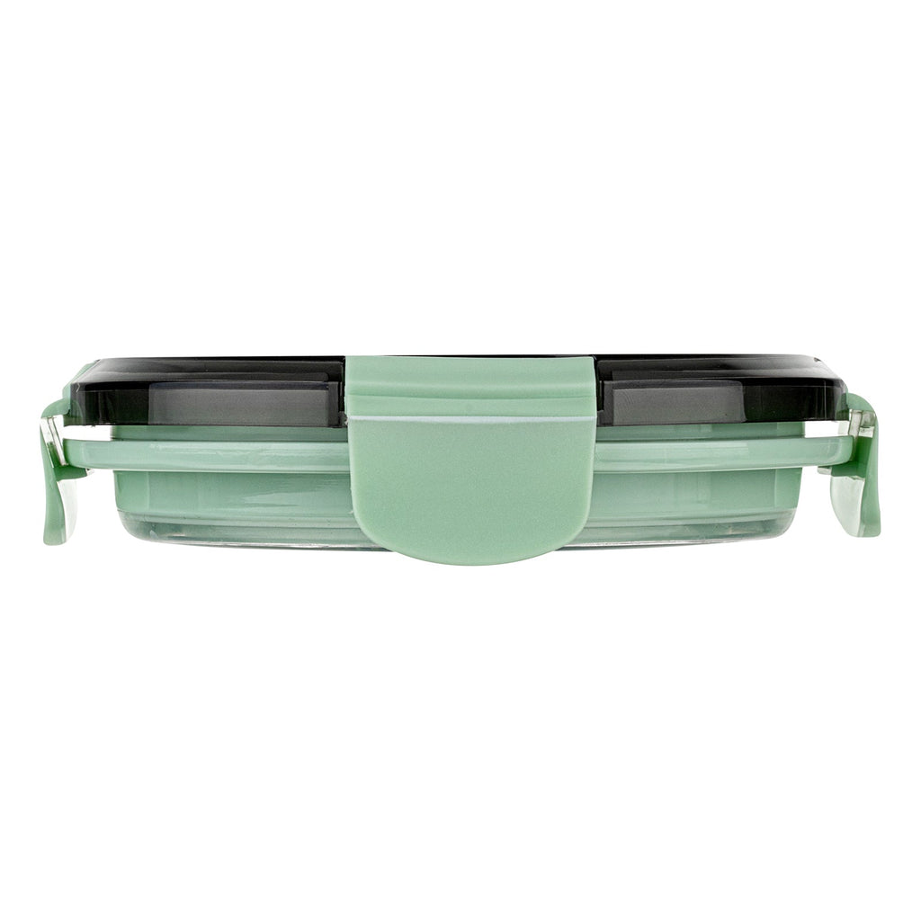 Fresh Hero 34 oz Green Plastic Airtight Food Storage Container - with Vented Lid, Collapsible - 7 1/4" x 7 1/4" x 3" - 1 count box