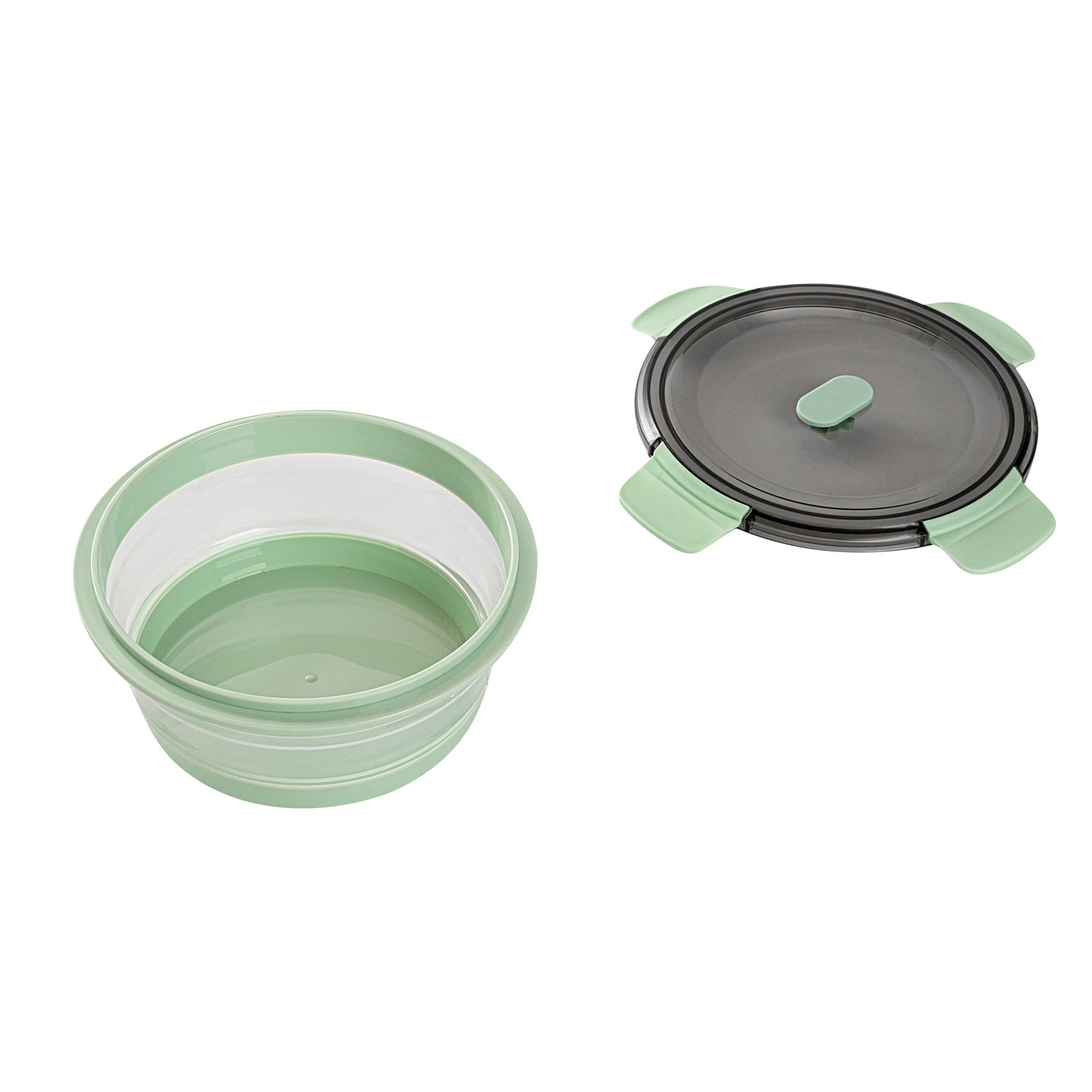 Fresh Hero 34 oz Green Plastic Airtight Food Storage Container - with Vented Lid, Collapsible - 7 1/4" x 7 1/4" x 3" - 1 count box