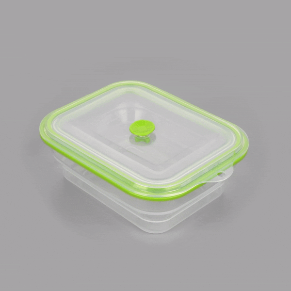Fresh Hero 51 oz Green Silicone Airtight Food Storage Container - with Vented Lid, Collapsible - 9 1/4" x 7" x 3" - 1 count box