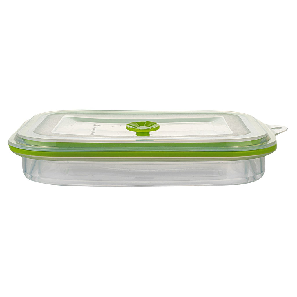 Fresh Hero 51 oz Green Silicone Airtight Food Storage Container - with Vented Lid, Collapsible - 9 1/4" x 7" x 3" - 1 count box