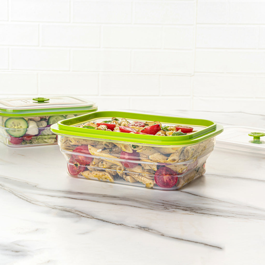 Fresh Hero 51 oz Green Silicone Airtight Food Storage Container - with Vented Lid, Collapsible - 9 1/4" x 7" x 3" - 1 count box