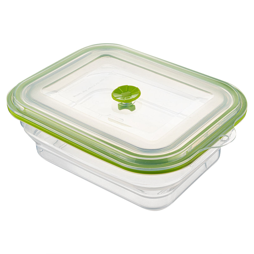 Fresh Hero 51 oz Green Silicone Airtight Food Storage Container - with Vented Lid, Collapsible - 9 1/4" x 7" x 3" - 20 count box