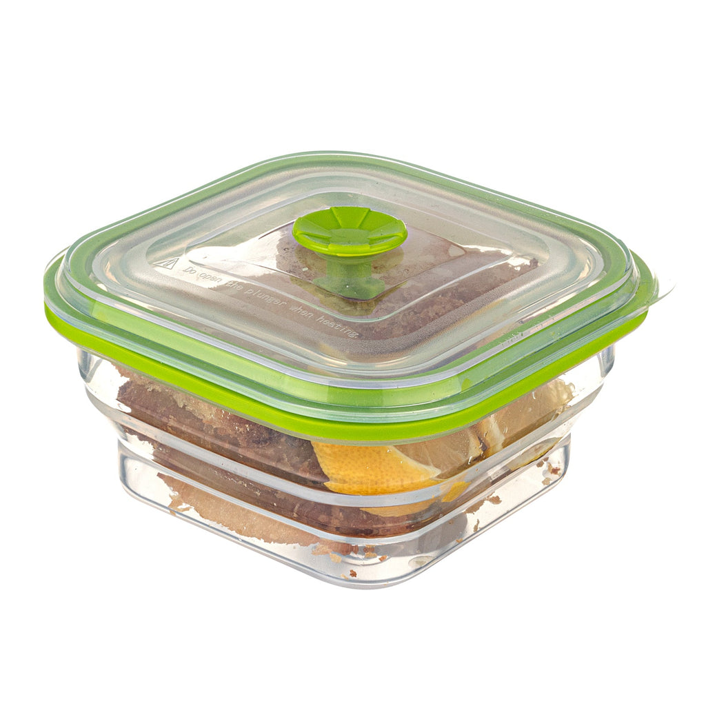 Fresh Hero 16 oz Green Silicone Airtight Food Storage Container - with Vented Lid, Collapsible - 5 1/4" x 5 1/4" x 2 3/4" - 1 count box