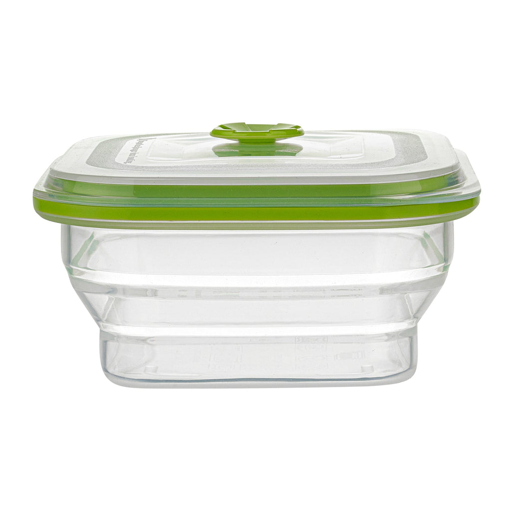 Fresh Hero 16 oz Green Silicone Airtight Food Storage Container - with Vented Lid, Collapsible - 5 1/4" x 5 1/4" x 2 3/4" - 1 count box