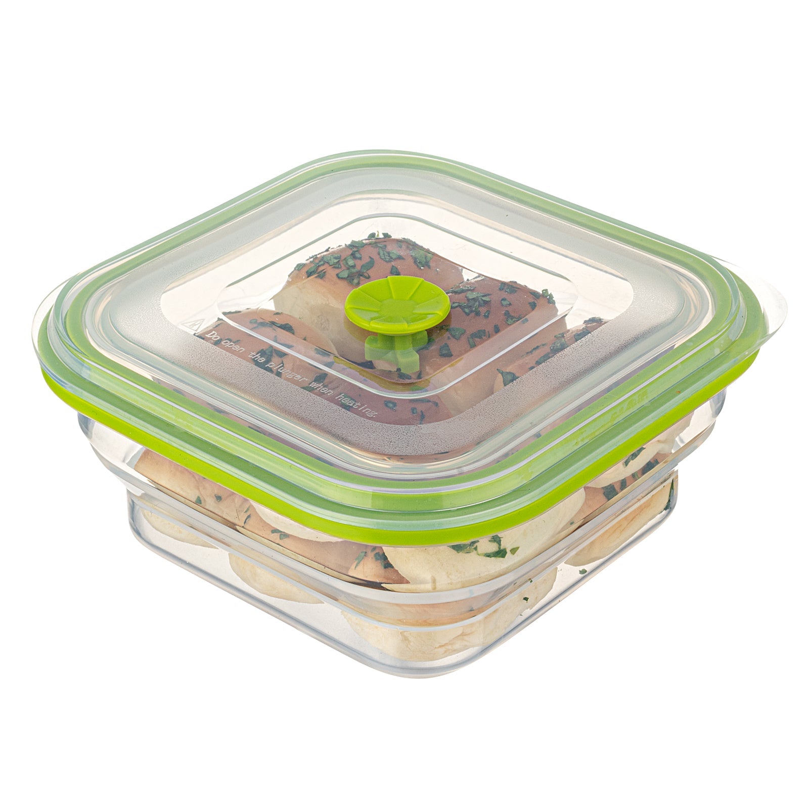 Fresh Hero 37 oz Green Silicone Airtight Food Storage Container - with Vented Lid, Collapsible - 7" x 7" x 3" - 1 count box