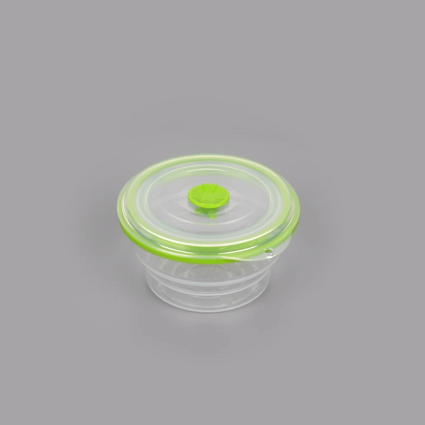 Fresh Hero 16 oz Green Silicone Airtight Food Storage Container - with Vented Lid, Collapsible - 5 3/4" x 5 3/4" x 2 3/4" - 20 count box