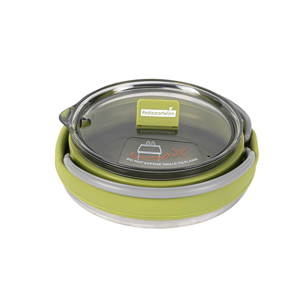 Hi Tek 1L Green Silicone Collapsible Kettle - with Lid - 6" x 6" x 4 1/4" - 1 count box