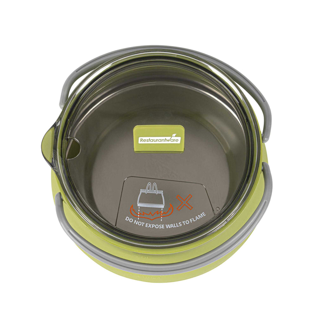 Hi Tek 1L Green Silicone Collapsible Kettle - with Lid - 6" x 6" x 4 1/4" - 1 count box
