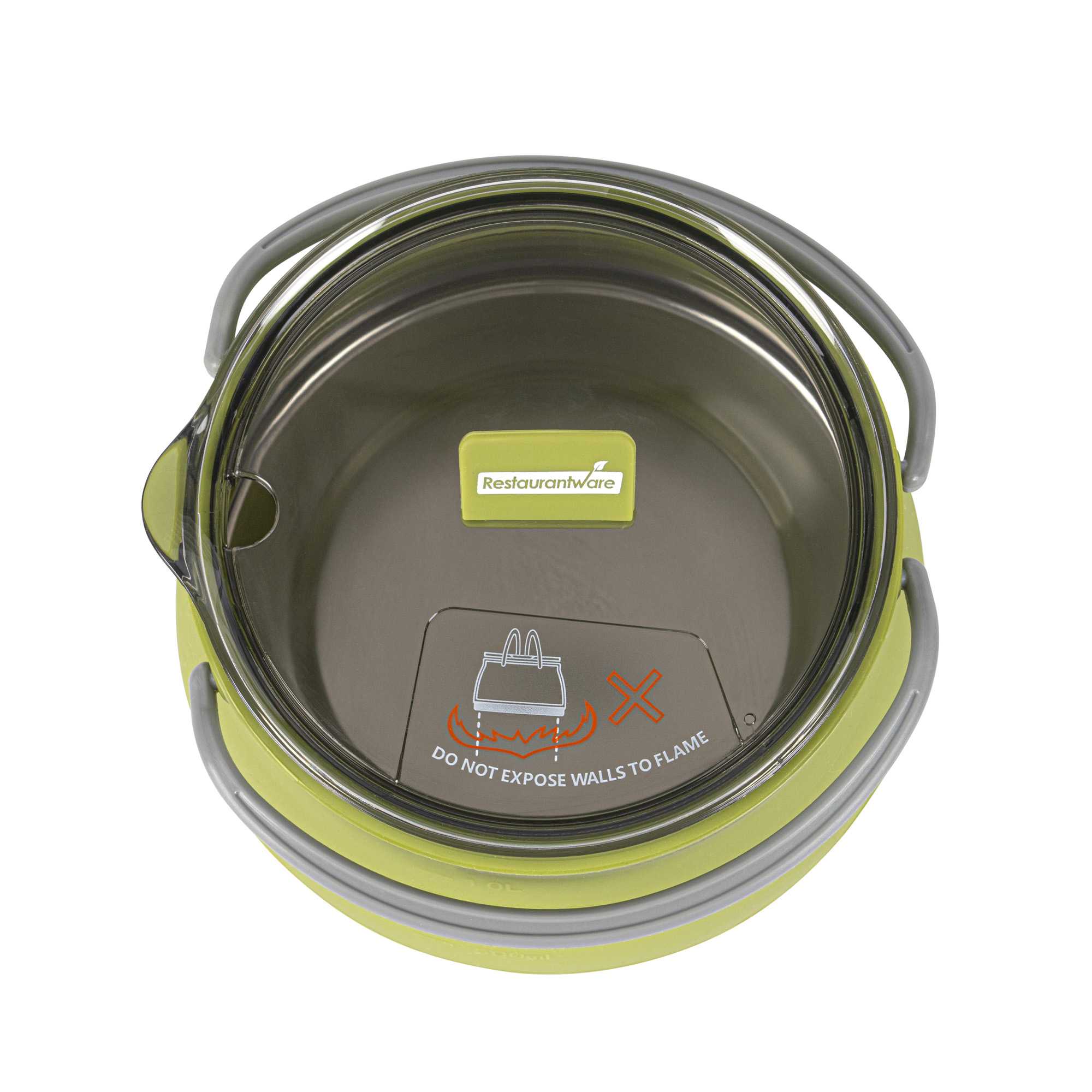 Hi Tek 1L Green Silicone Collapsible Kettle - with Lid - 6" x 6" x 4 1/4" - 20 count box