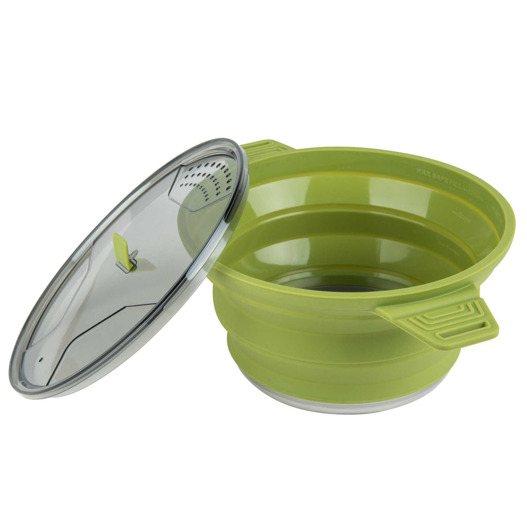 Hi Tek 2.5L Green Silicone Collapsible Pot - with Lid - 12 1/2" x 8 3/4" x 4 3/4" - 20 count box