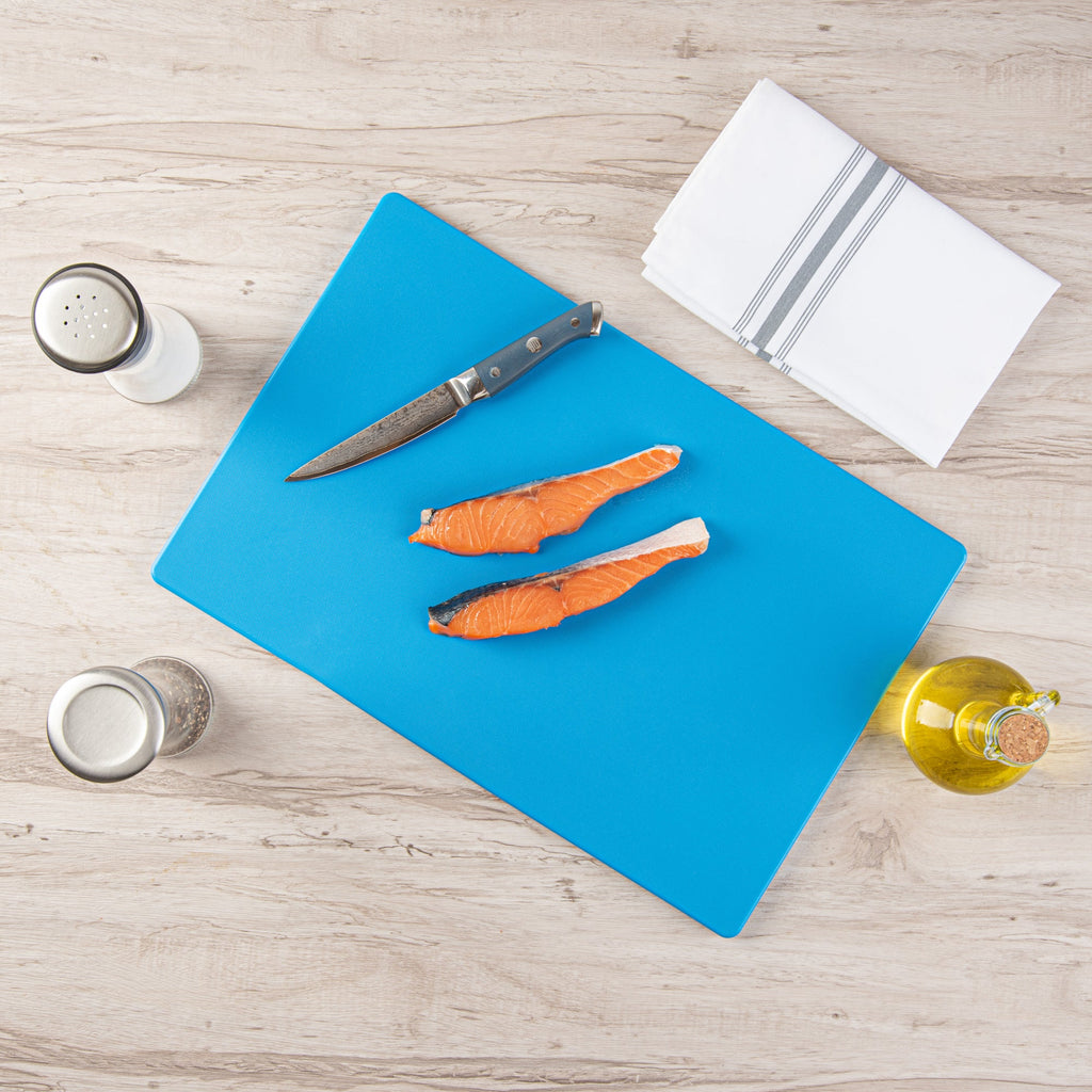 Chef 101 Blue Plastic Cutting Board - 18" x 12" - 10 count box