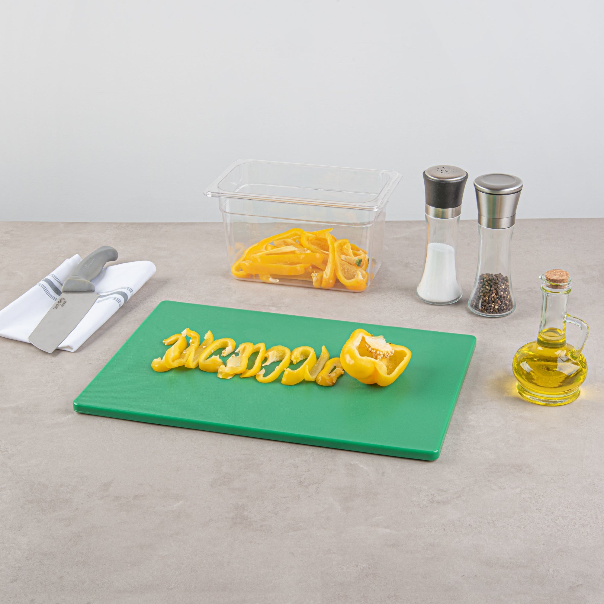 Chef 101 Green Plastic Cutting Board - 18" x 12" - 1 count box