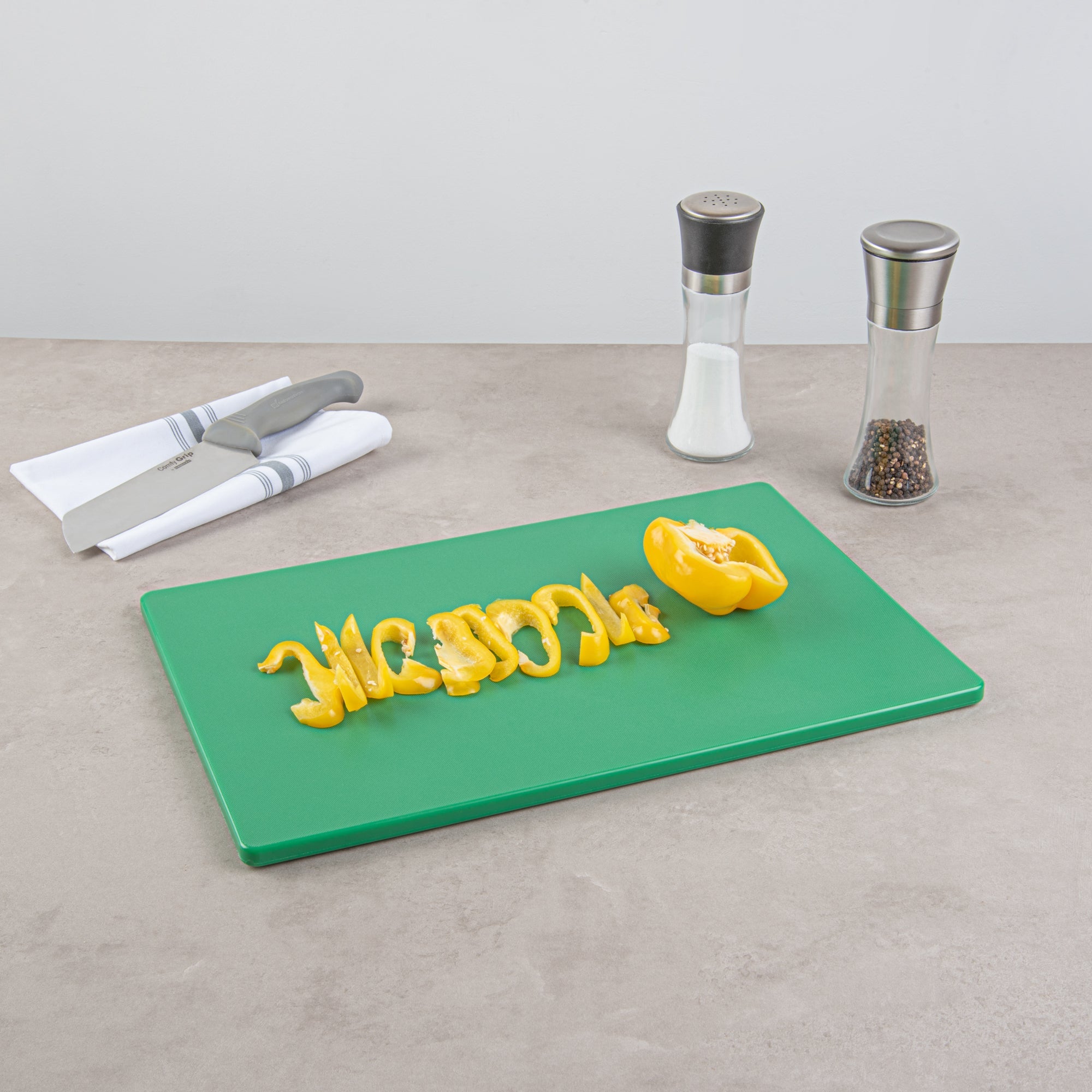 Chef 101 Green Plastic Cutting Board - 18" x 12" - 1 count box