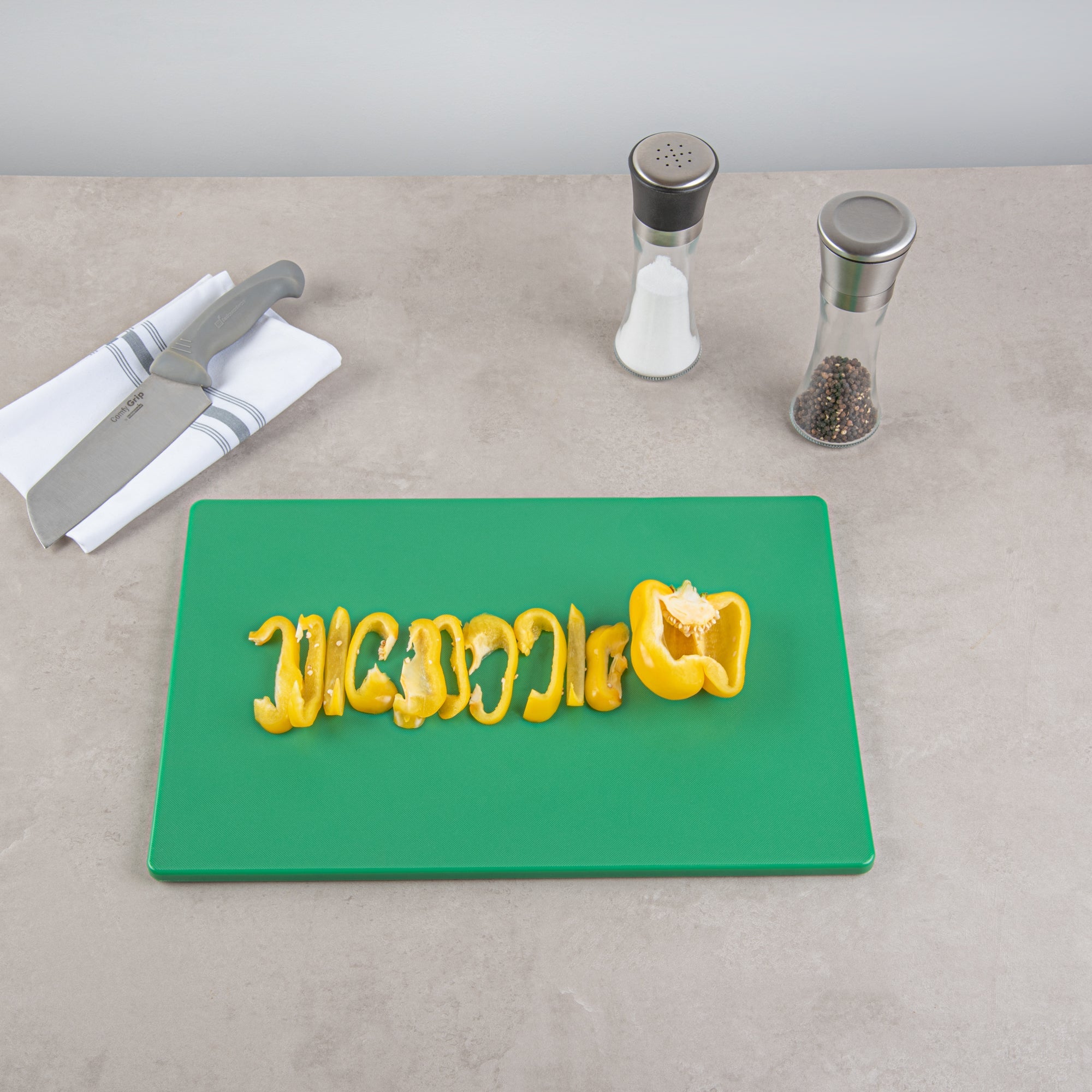 Chef 101 Green Plastic Cutting Board - 18" x 12" - 10 count box