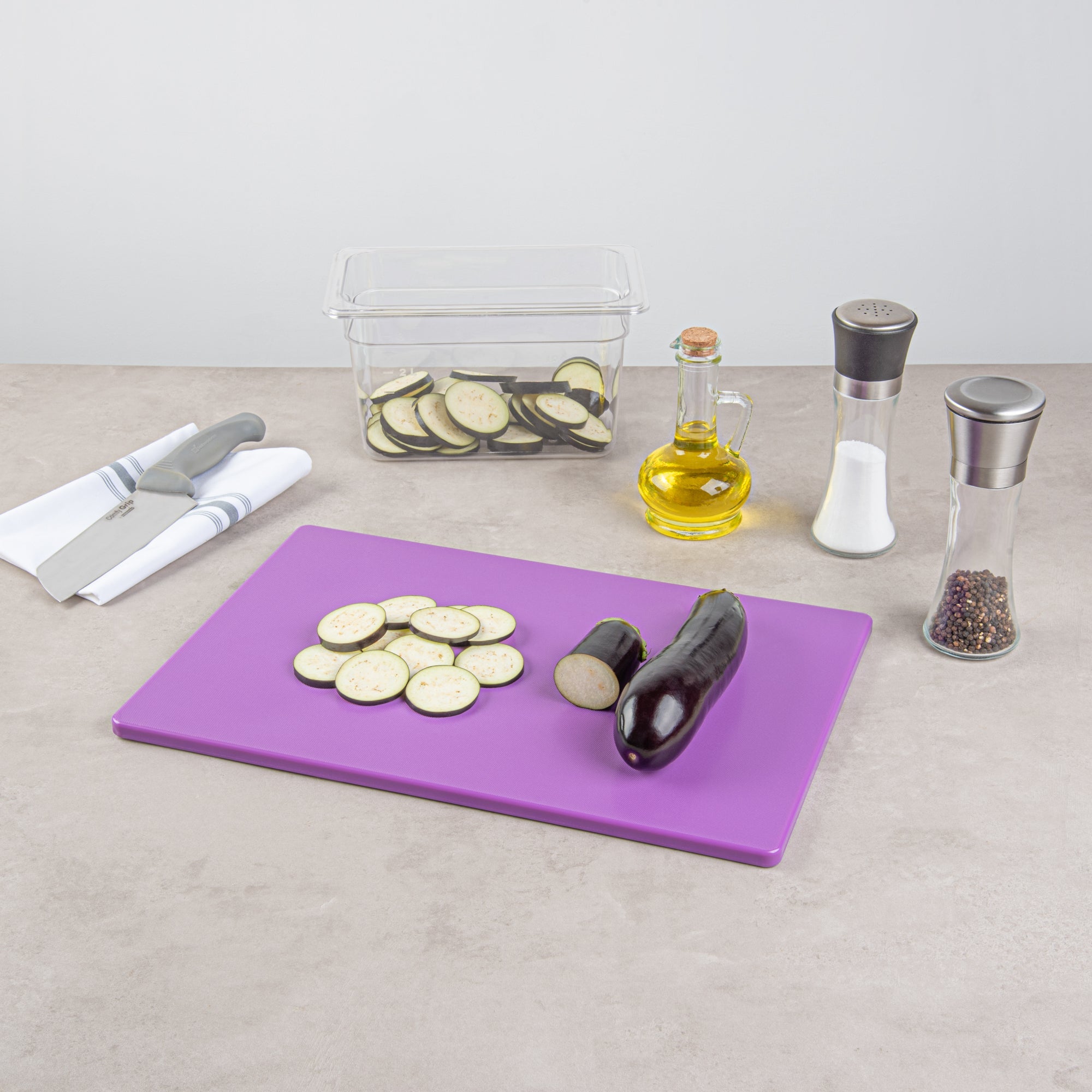 Chef 101 Purple Plastic Cutting Board - 18" x 12" - 1 count box