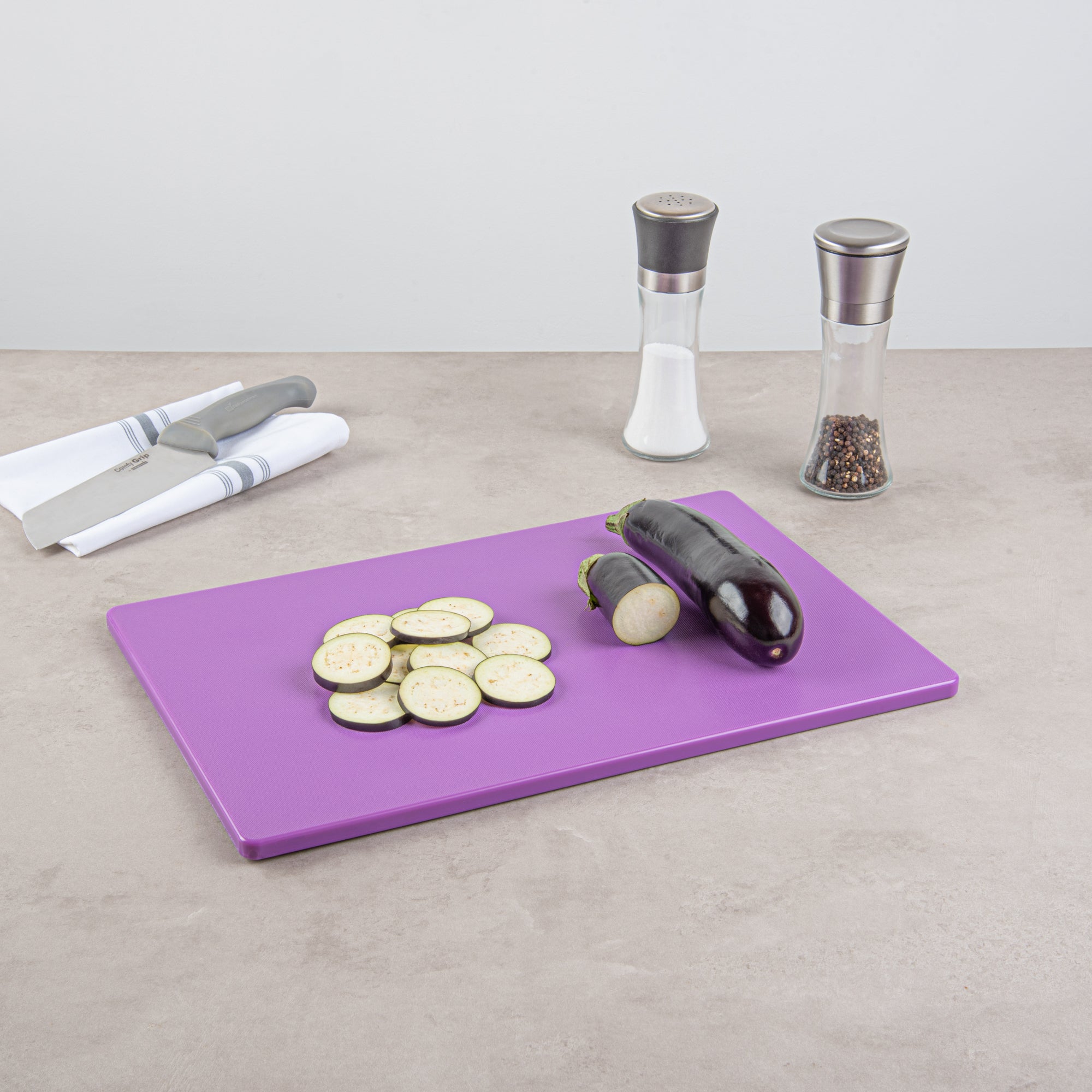 Chef 101 Purple Plastic Cutting Board - 18" x 12" - 1 count box