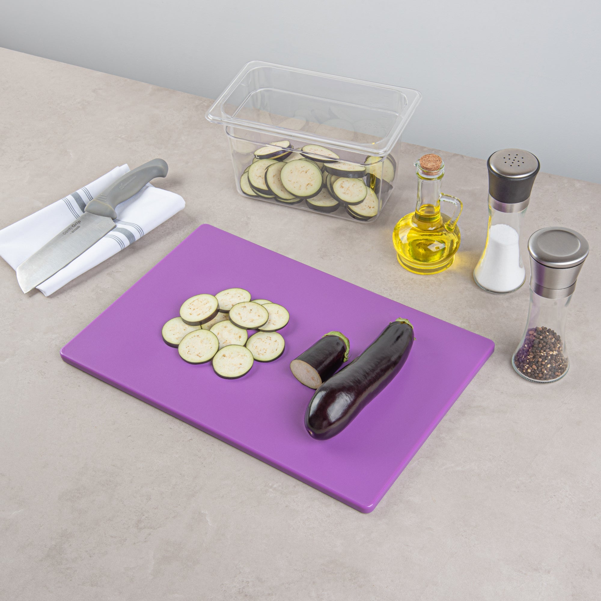 Chef 101 Purple Plastic Cutting Board - 18" x 12" - 1 count box